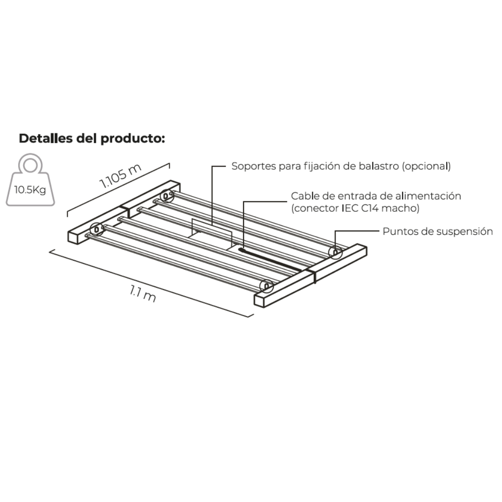 HORTILIGHT - LED JUNE AC 6 BARRAS (720W)