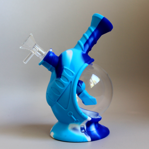 BONG SILICONA/VIDRIO ASTRONAUTA AZUL